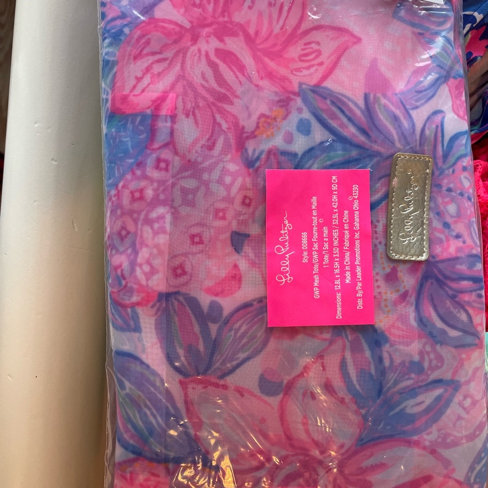 Lilly Pulitzer mesh bag pink isle snappy turtle nwt